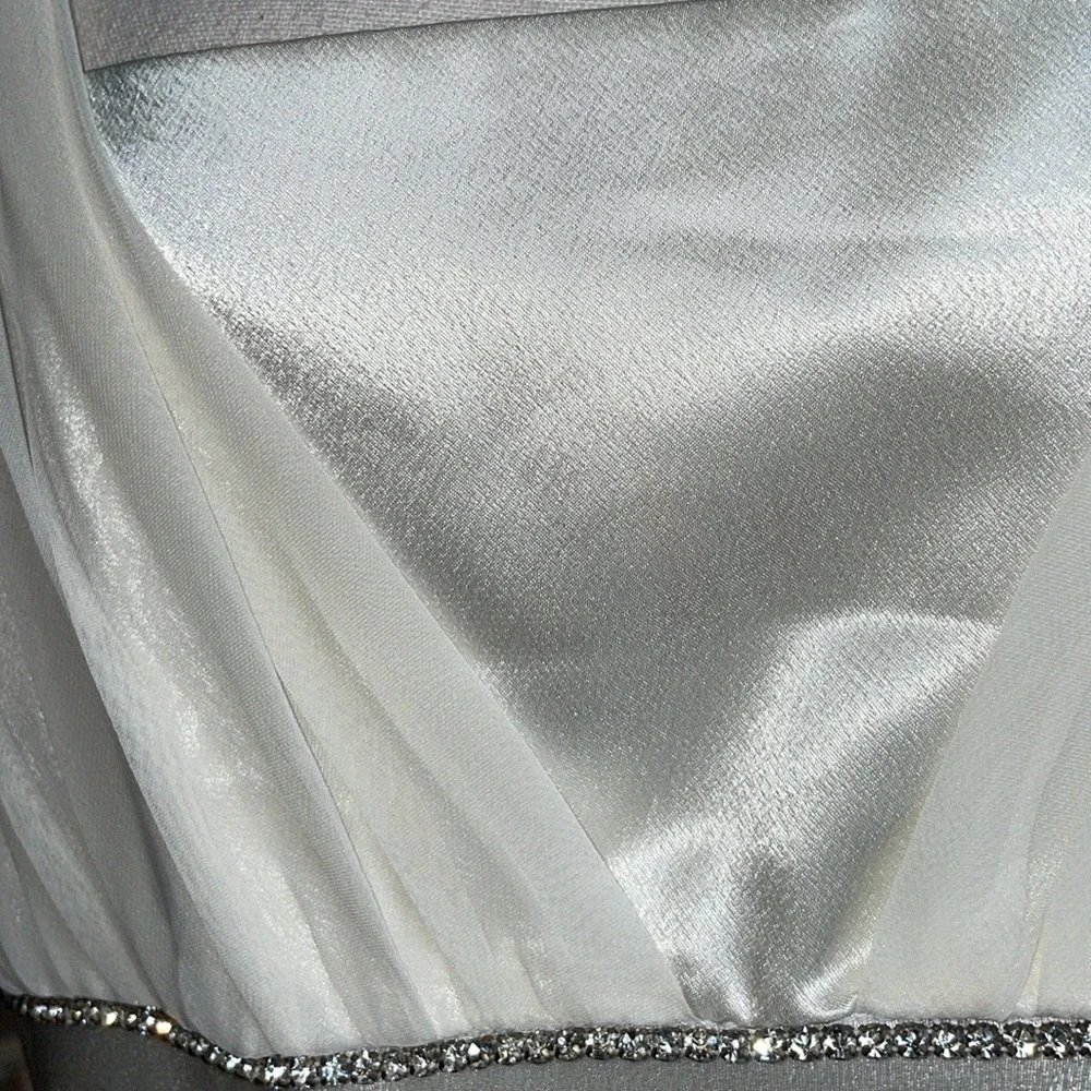 Fiesta Cream Ivory Satin Chiffon Rhinestone Column Formal Prom Bridal Dress XLG - Picture 11 of 14